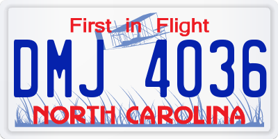 NC license plate DMJ4036