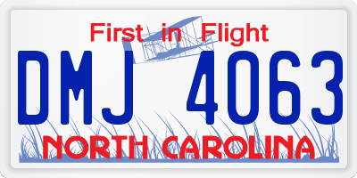 NC license plate DMJ4063