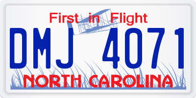 NC license plate DMJ4071