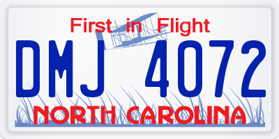 NC license plate DMJ4072