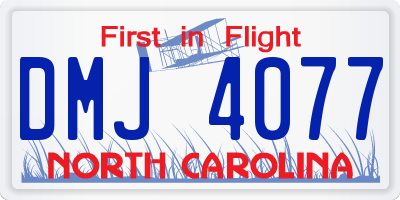 NC license plate DMJ4077
