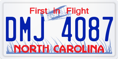 NC license plate DMJ4087