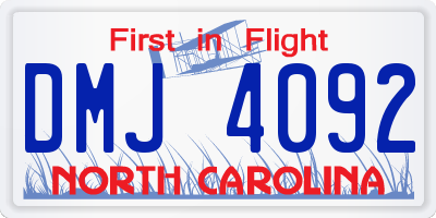 NC license plate DMJ4092