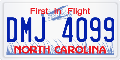 NC license plate DMJ4099