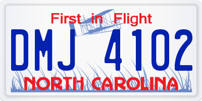 NC license plate DMJ4102