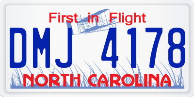 NC license plate DMJ4178