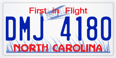 NC license plate DMJ4180
