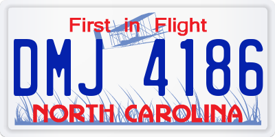 NC license plate DMJ4186