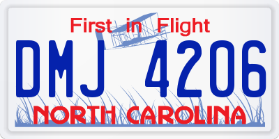 NC license plate DMJ4206