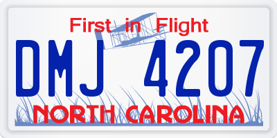 NC license plate DMJ4207