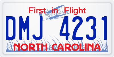 NC license plate DMJ4231