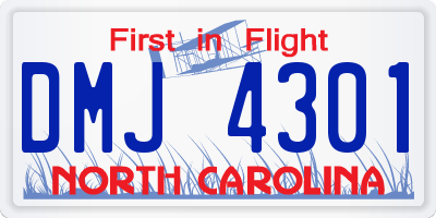 NC license plate DMJ4301