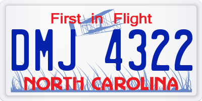 NC license plate DMJ4322