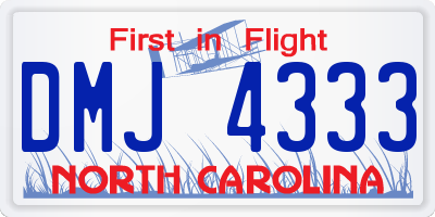 NC license plate DMJ4333