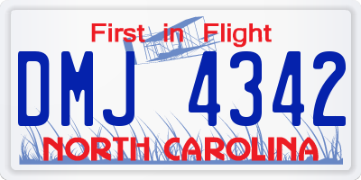 NC license plate DMJ4342