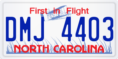 NC license plate DMJ4403