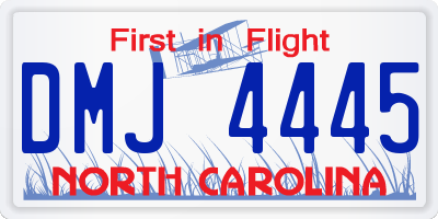NC license plate DMJ4445