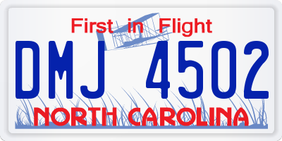 NC license plate DMJ4502