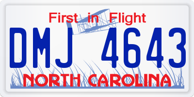 NC license plate DMJ4643