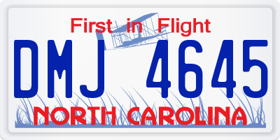 NC license plate DMJ4645