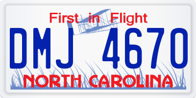 NC license plate DMJ4670