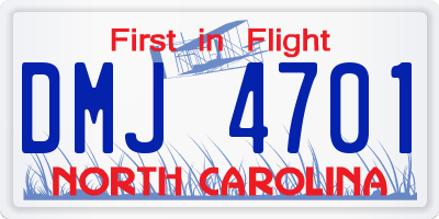 NC license plate DMJ4701