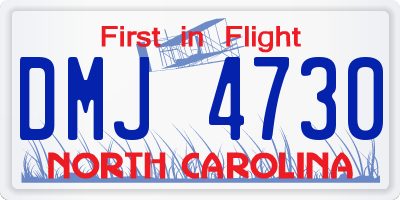 NC license plate DMJ4730