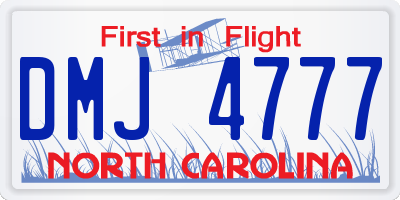 NC license plate DMJ4777