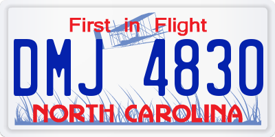 NC license plate DMJ4830