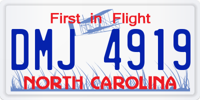 NC license plate DMJ4919