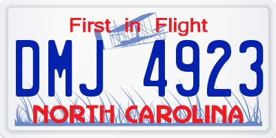 NC license plate DMJ4923
