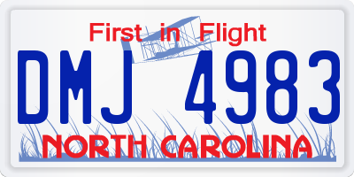 NC license plate DMJ4983