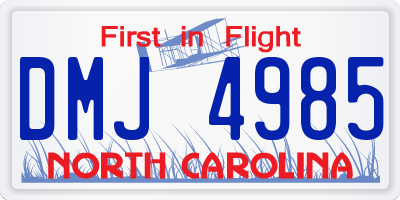 NC license plate DMJ4985