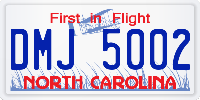 NC license plate DMJ5002