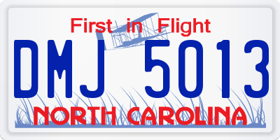 NC license plate DMJ5013