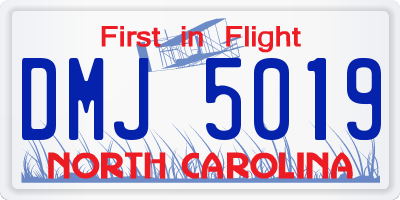 NC license plate DMJ5019