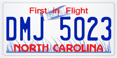 NC license plate DMJ5023