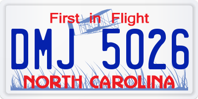 NC license plate DMJ5026
