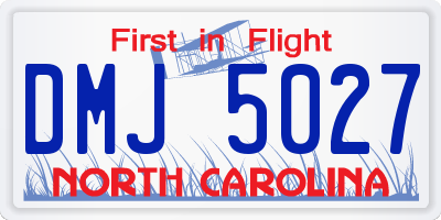 NC license plate DMJ5027