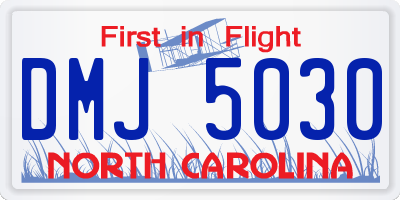 NC license plate DMJ5030