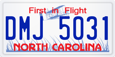 NC license plate DMJ5031