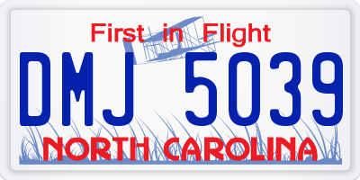 NC license plate DMJ5039