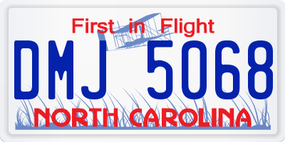 NC license plate DMJ5068