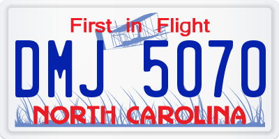 NC license plate DMJ5070