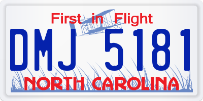 NC license plate DMJ5181
