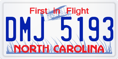 NC license plate DMJ5193