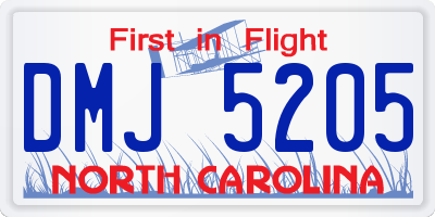 NC license plate DMJ5205