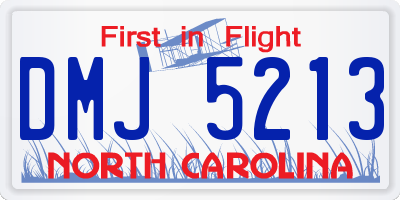 NC license plate DMJ5213