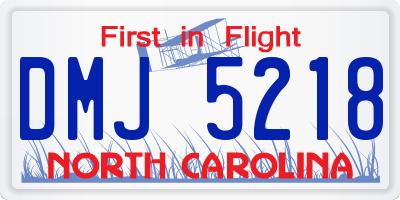 NC license plate DMJ5218