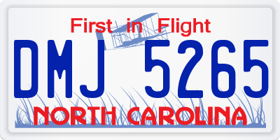 NC license plate DMJ5265